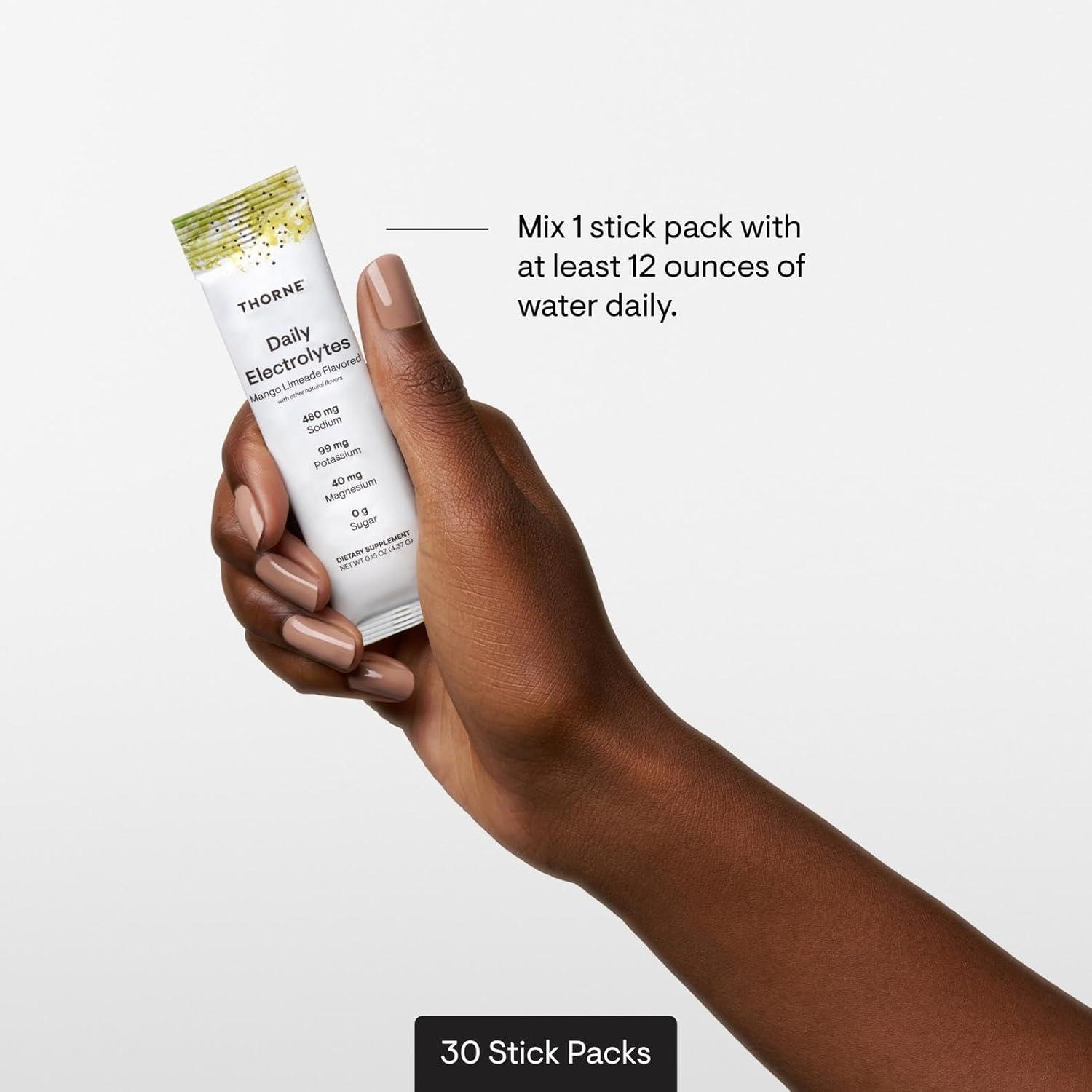 imageTHORNE Daily Electrolytes Zero Sugar amp LowCalorie Electrolyte Powder Drink Mix Flavors Derived from Natural Sources NSF Certified for Sport Blood Orange 30 Stick PacksMango Limeade