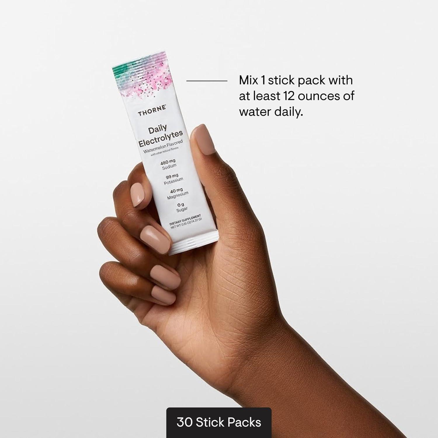 imageTHORNE Daily Electrolytes Zero Sugar amp LowCalorie Electrolyte Powder Drink Mix Flavors Derived from Natural Sources NSF Certified for Sport Blood Orange 30 Stick PacksWatermelon