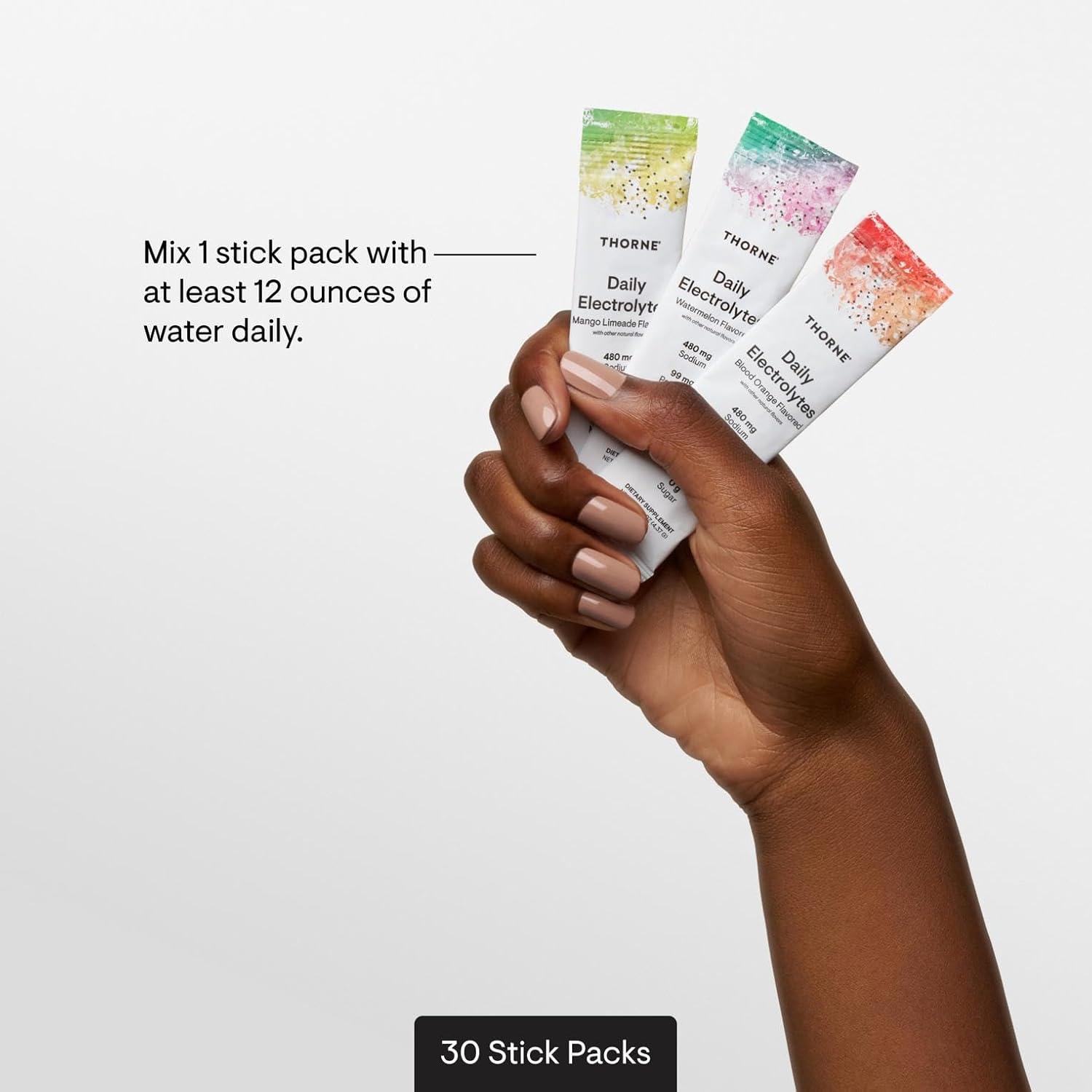 imageTHORNE Daily Electrolytes Zero Sugar amp LowCalorie Electrolyte Powder Drink Mix Flavors Derived from Natural Sources NSF Certified for Sport Blood Orange 30 Stick PacksVariety