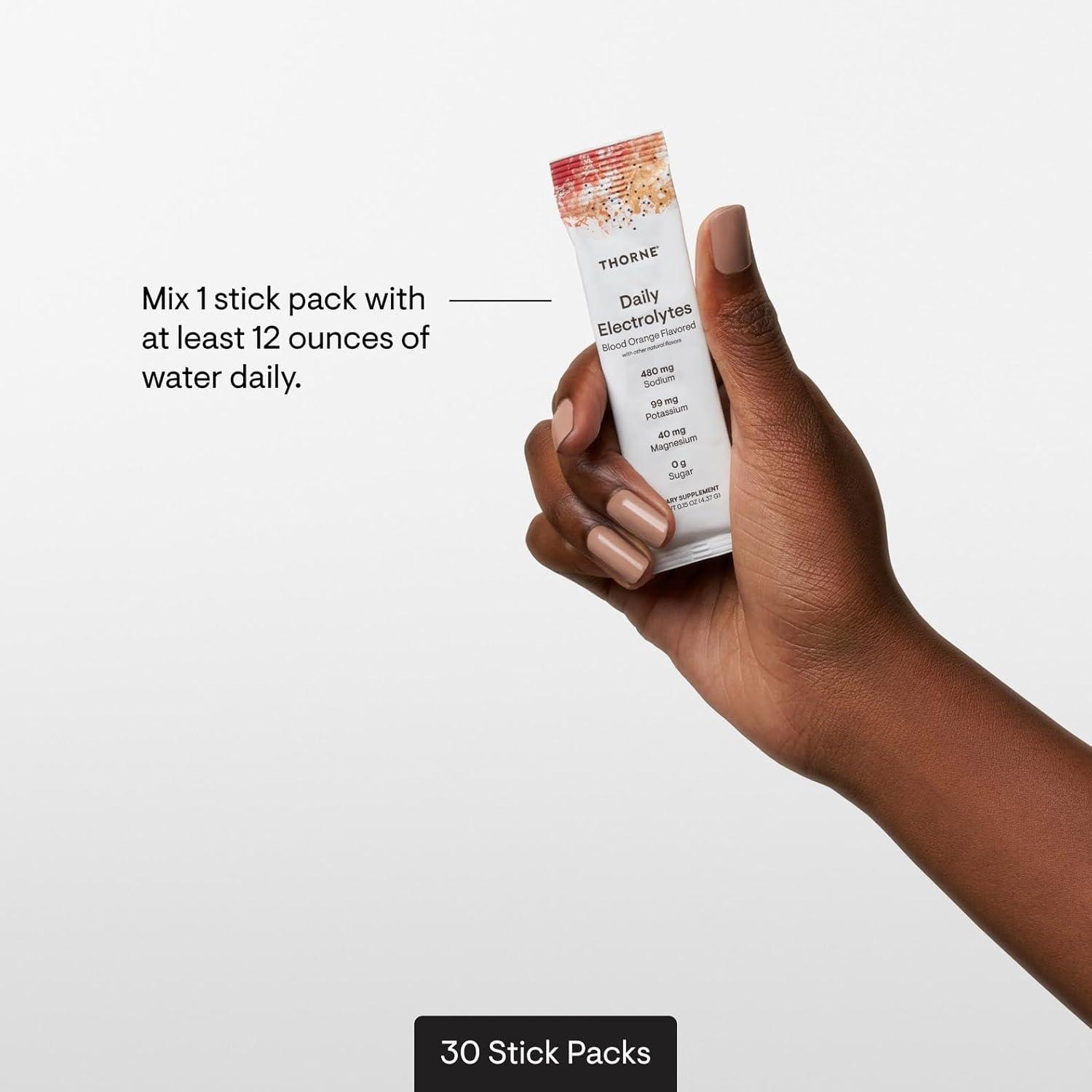 imageTHORNE Daily Electrolytes Zero Sugar amp LowCalorie Electrolyte Powder Drink Mix Flavors Derived from Natural Sources NSF Certified for Sport Blood Orange 30 Stick PacksBlood Orange