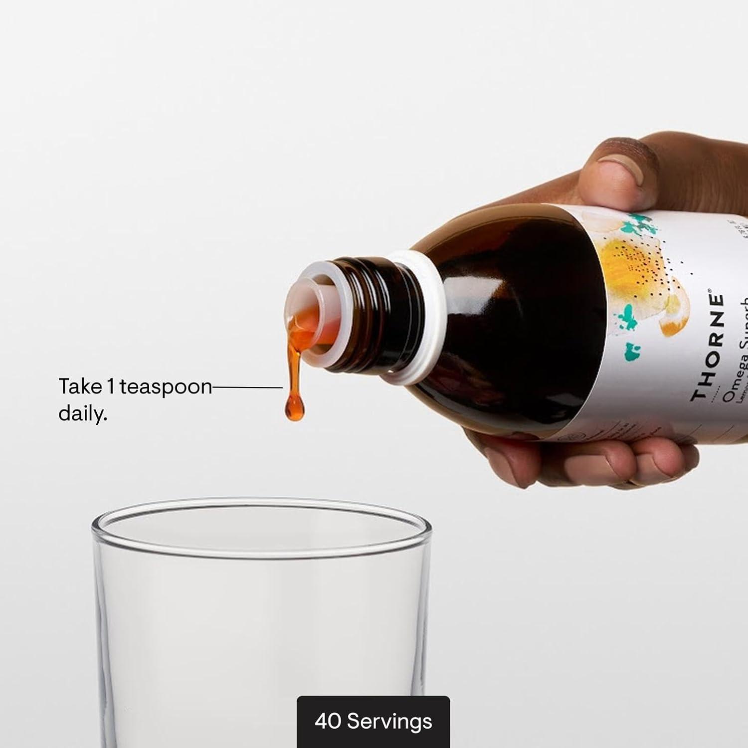 imageTHORNE Omega Superb Easy Dosing Fish Oil Liquid with EPA and DHA Lemon Berry 676 Fl Oz 200 ml