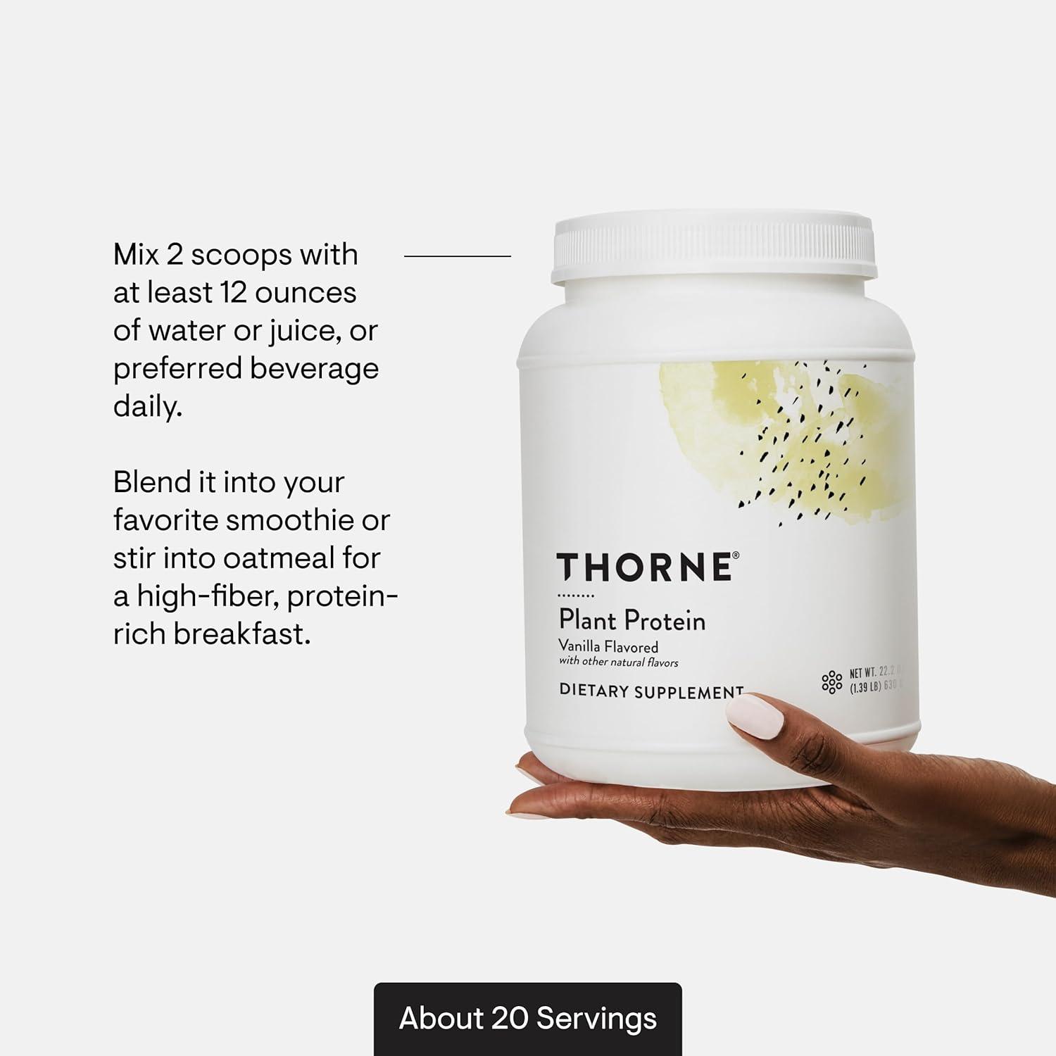 imageTHORNE Plant Protein 22 Grams of Vegan Protein Powder Pea Rice amp Chia Seed Protein with Complete Amino Acid Profile NSF Certified for Sport Vanilla GlutenFree About 20 ServingsVanilla