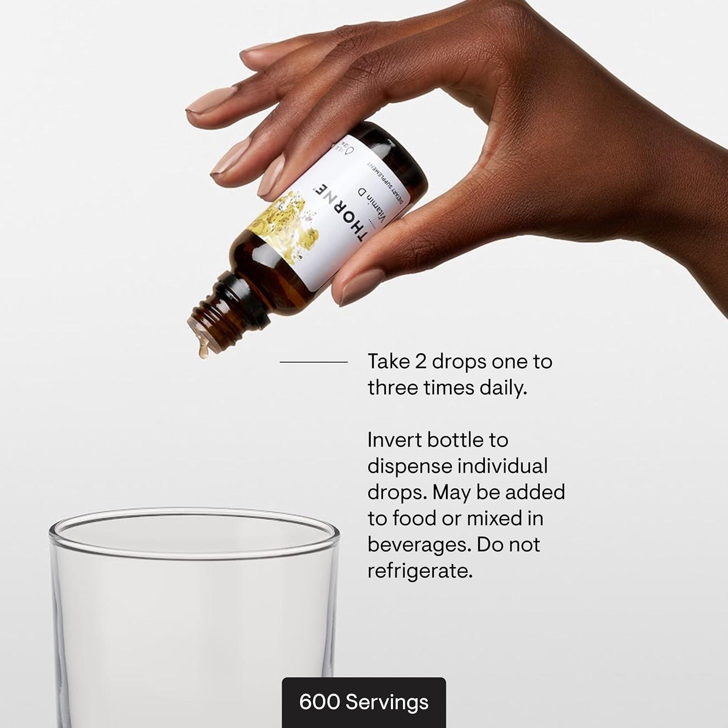 imageTHORNE Vitamin D Liquid Vitamin D Supplement Supports Healthy Bones and Muscles Cardiovascular Health amp Immune Function 1 Fl Oz 30 ml 600 Servings