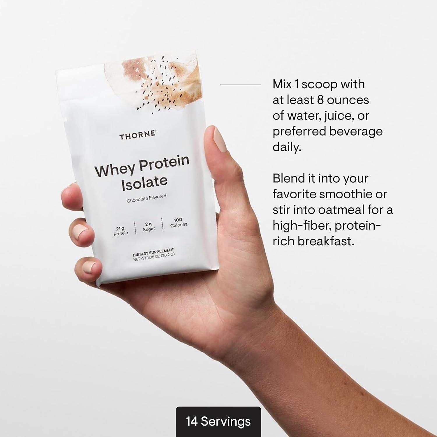 imageTHORNE Whey Protein Isolate 21 Grams of EasytoDigest Whey Protein Powder NSF Certified for Sport Vanilla 1379 Ounces 14 PacketsChocolate