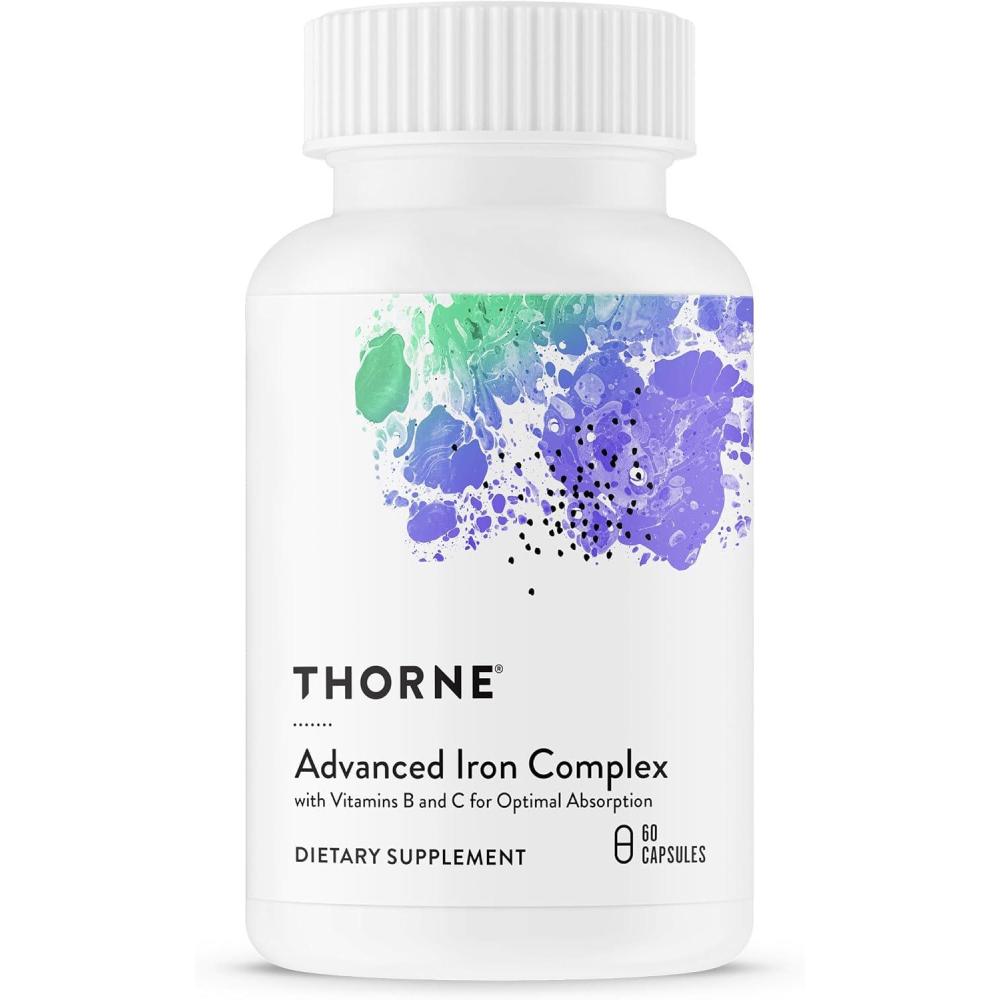 imageTHORNE Advanced Iron Complex Formerly Ferrasorb Complete Blood Support Formula Elemental Iron Folate B and C Vitamins for Optimal Absorption Gluten Dairy amp SoyFree 60 Servings