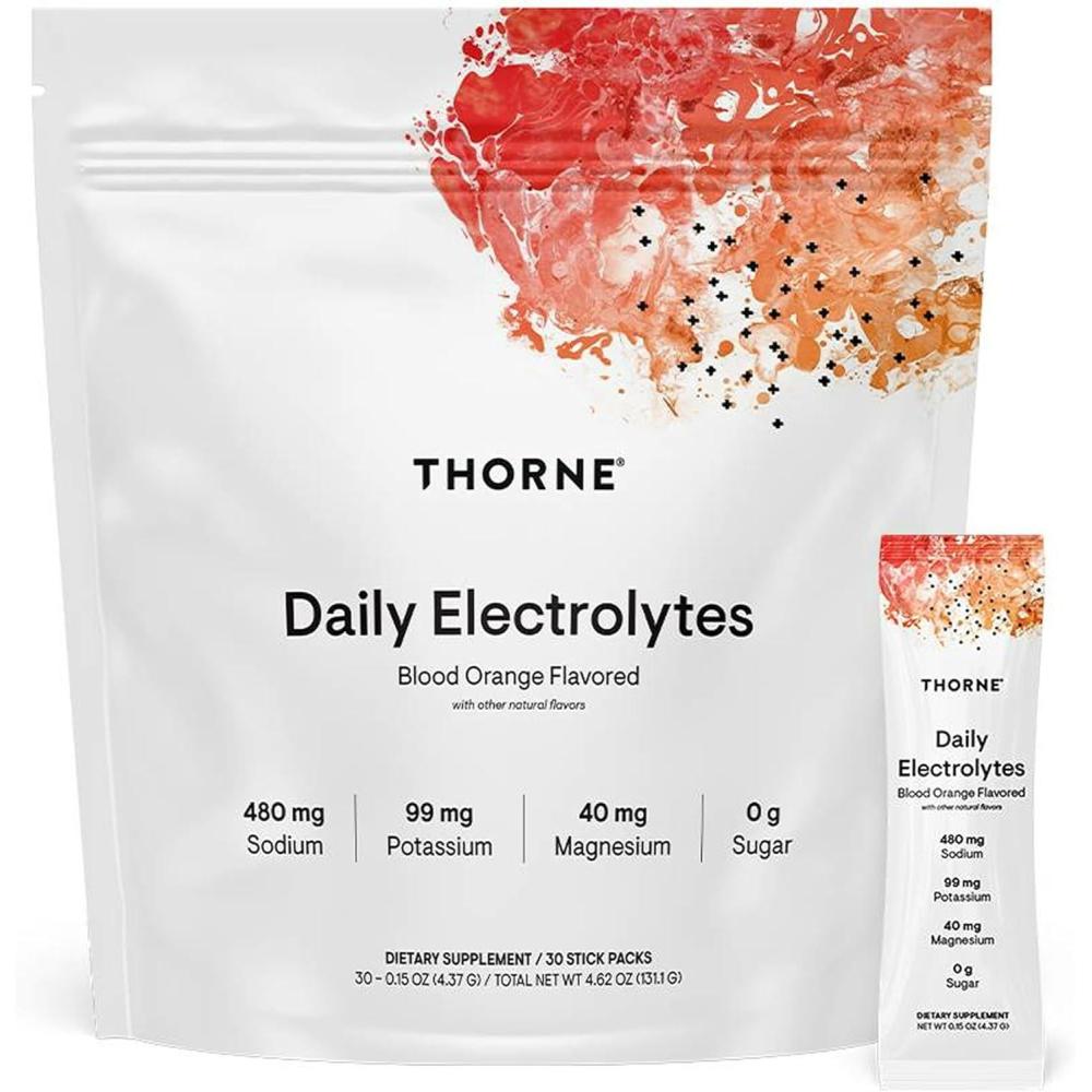 imageTHORNE  Daily Electrolytes  Zero Sugar amp LowCalorie Electrolyte Powder Drink Mix  Flavors Derived from Natural Sources  NSF Certified for Sport  Blood Orange  30 Stick PacksBlood Orange