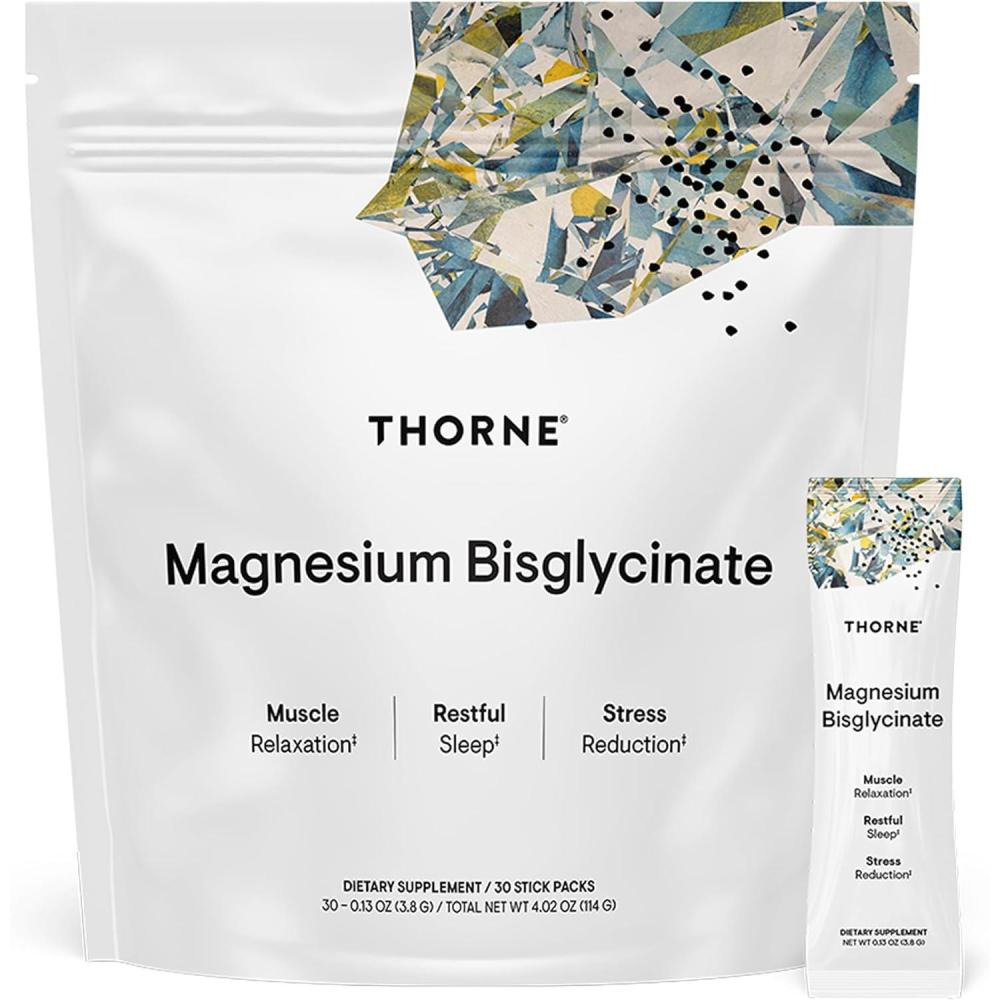 imageTHORNE Magnesium Bisglycinate Powdered Magnesium Formula Support Restful Sleep Muscle Relaxation Heart Health and Metabolism NSF Certified for Sport 60 Servings 65 Oz Jar402 Ounce Pack of 1