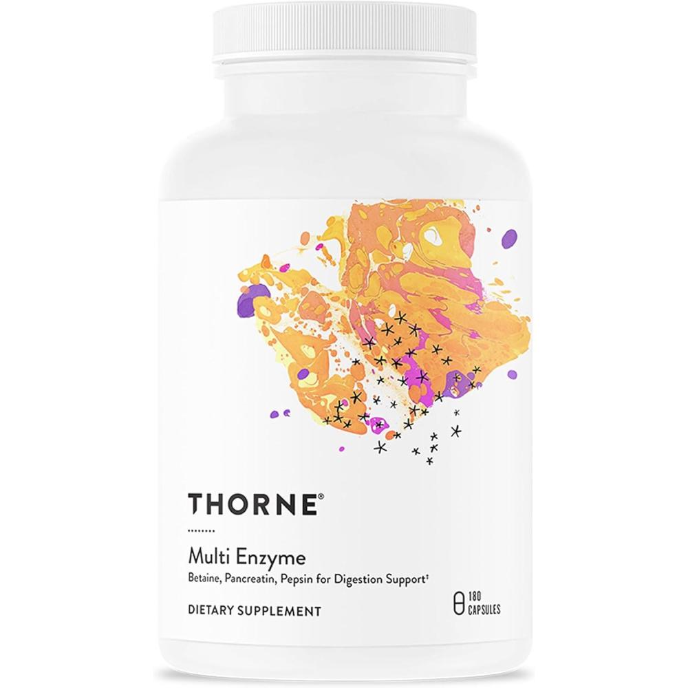 imageTHORNE Multi Enzyme Formerly BPP Betaine Pepsin Pancreatin Comprehensive Blend of Digestive Enzymes to Support Normal Digestion DairyFree 180 Capsules 90 Servings