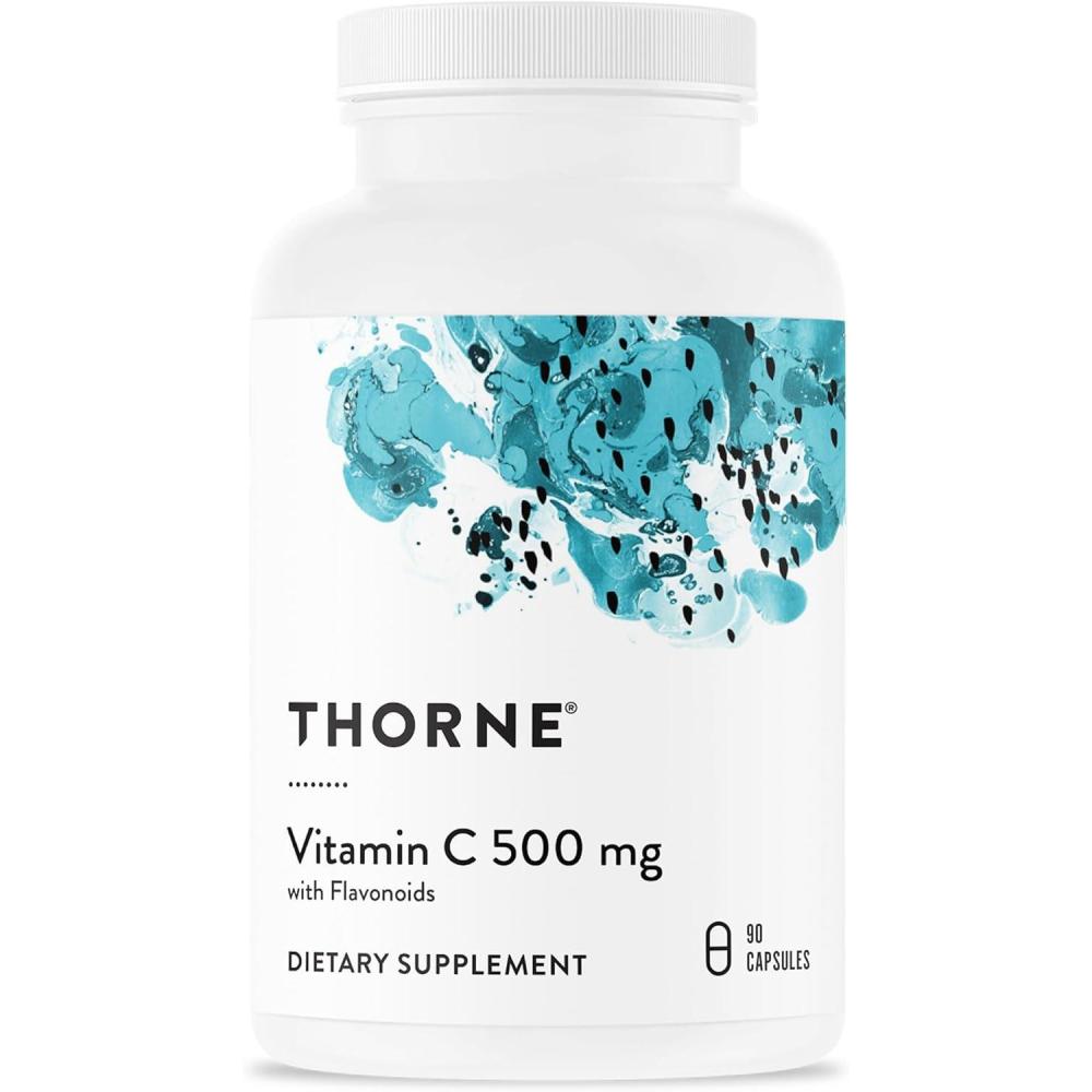 imageTHORNE Vitamin C 500 mg Blend of Vitamin C and Citrus Bioflavonoids from Oranges Supports Immune System Cellular Energy Production amp Collagen Production ThirdParty Certified 90 Servings