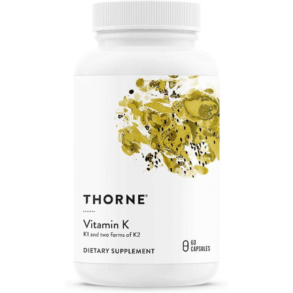 imageTHORNE Vitamin K Vitamins K1 and K2 as MK4 and MK7 Supplement Supports Strong Bones Clinically Studied Ingredients Gluten Dairy amp SoyFree 60 Servings
