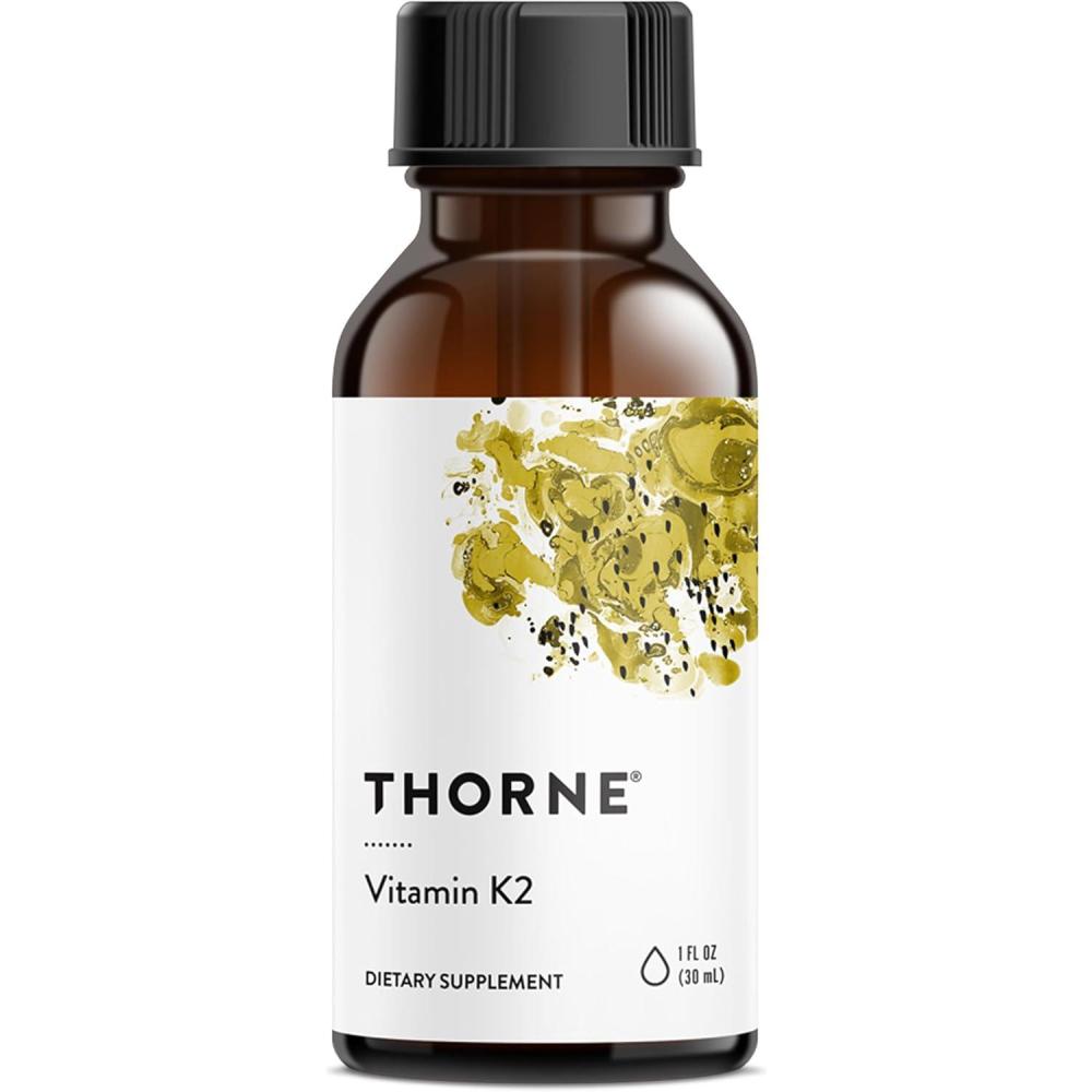 imageTHORNE Vitamin K2 Liquid 1 mg per Drop Concentrated Vitamin K2 Supplement for Heart and Bone Support Gluten Dairy amp SoyFree 1 Fl Oz