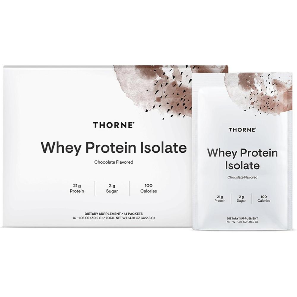 imageTHORNE Whey Protein Isolate 21 Grams of EasytoDigest Whey Protein Powder NSF Certified for Sport Vanilla 1379 Ounces 14 PacketsChocolate