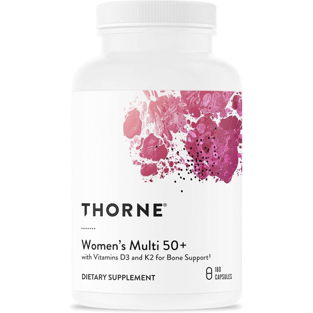 imageTHORNE Womens Multi 50 Comprehensive Daily Multivitamin with Vitamins A B6 B12 C D E K Zinc amp More Support Heart Brain Bone amp Immune Health 180 Capsules