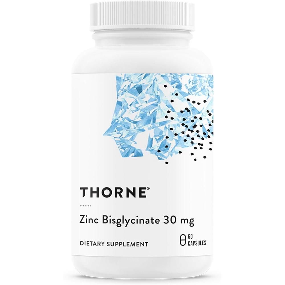imageTHORNE Zinc Bisglycinate 30mg Daily Support for Skin Eye amp Immune System Health Chelated Zinc Supplement 60 ServingsUnflavored