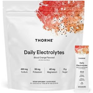 THORNE – Daily Electrolytes – Zero Sugar & Low-Calorie Electrolyte Powder Drink Mix – Flavors Derived from Natural Sources – NSF Certified for Sport – Blood Orange – 30 Stick Packs(Blood Orange)