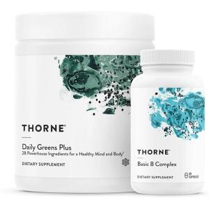 THORNE – Energy Bundle – Daily Greens Plus & Basic B Complex – Promotes Cellular Energy and Physical Endurance – 30 Servings