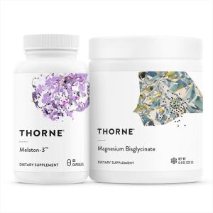 THORNE – Sleep Support Duo – Magnesium Bisglycinate Powder + Melaton-3 for Restful Sleep – 60 Servings