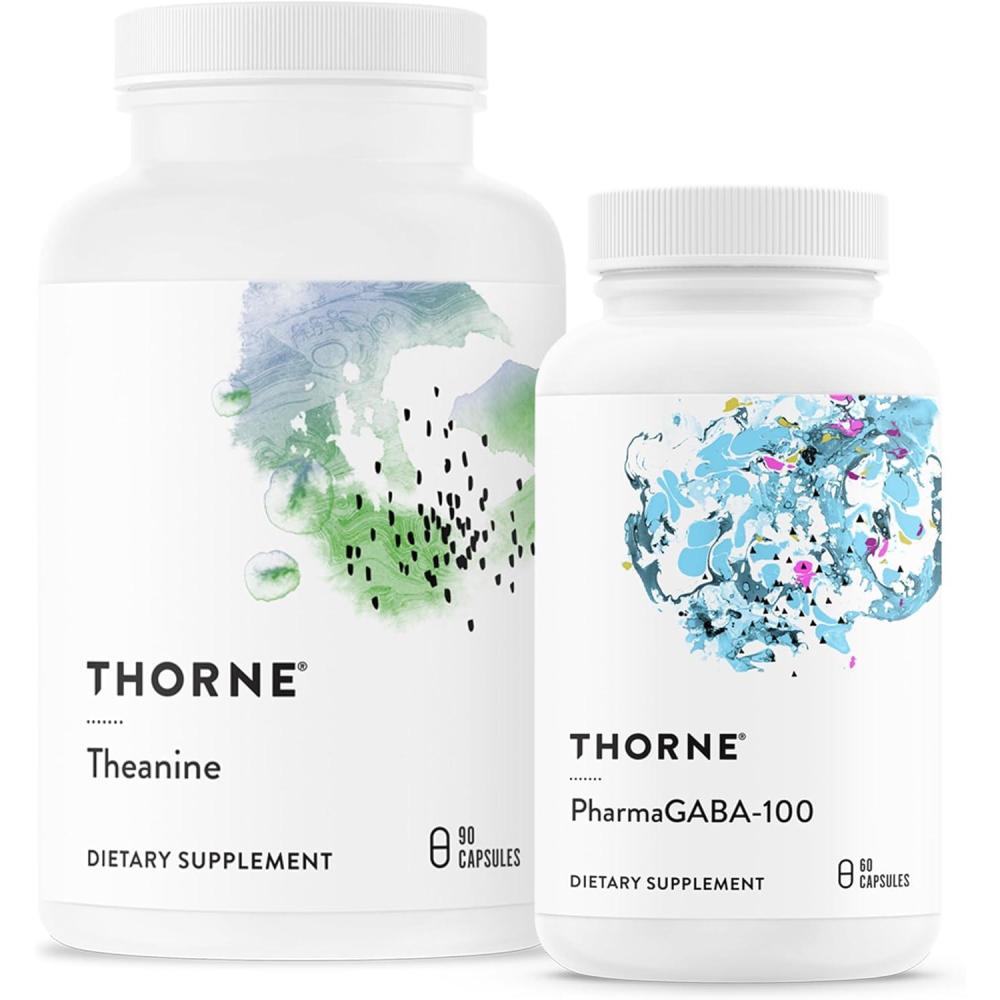 imageTHORNE  Relax amp Restore Bundle  LTheanine and PharmaGABA100 Duo for Stress Relief amp Relaxation  60 to 90 Servings