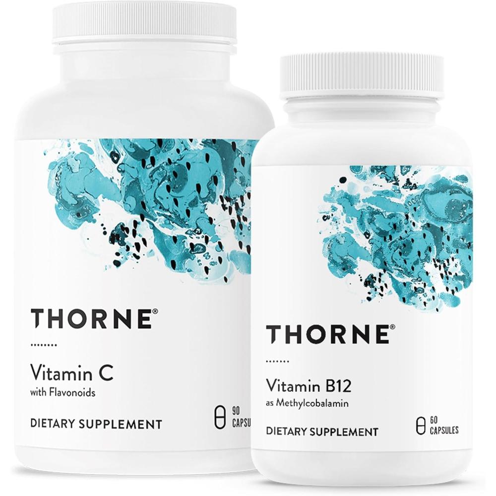 imageTHORNE Wellness Bundle Vitamin C amp B12 Supports Heart Nerve Immune and Tissue Health 60 to 90 Servings