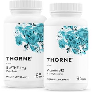 THORNE – 5-MTHF & Vitamin B12 Bundle – Cardiovascular & Nerve Support – 60 Servings