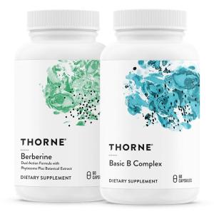 THORNE – Basic B Complex (60 Capsules) & Berberine (60 Capsules) Bundle – Supports Heart Health, Immune System Function & Brain Health – Gluten Free, Dairy Free