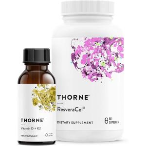 THORNE – Cellular Support Bundle – Vitamin D + K2 Liquid and ResveraCel – Support Healthy Bones, Muscles, and Aging