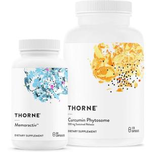 THORNE – Curcumin Phytosome Sustained Release (120 Capsules) & Memoractiv (60 Capsules) Bundle – Supports Joint Health, Muscle Health & Healthy Aging – Dairy Free, Soy Free, Gluten Free
