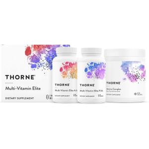 THORNE – Multi-Vitamin Elite AM & PM (180 Capsules) & Amino Complex (Berry, 8 Oz) Bundle – Supports Energy Production & Athletic Performance – Gluten, Dairy & Soy-Free