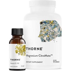 THORNE – Wellness Bundle – Bone, Muscle, Heart, and Lung Health – Vitamin D + K2 Liquid & Magnesium CitraMate